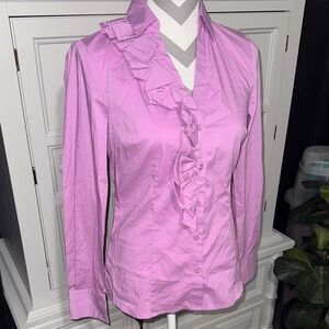 The Limited Pink Ruffle Button Down Blouse Size Small